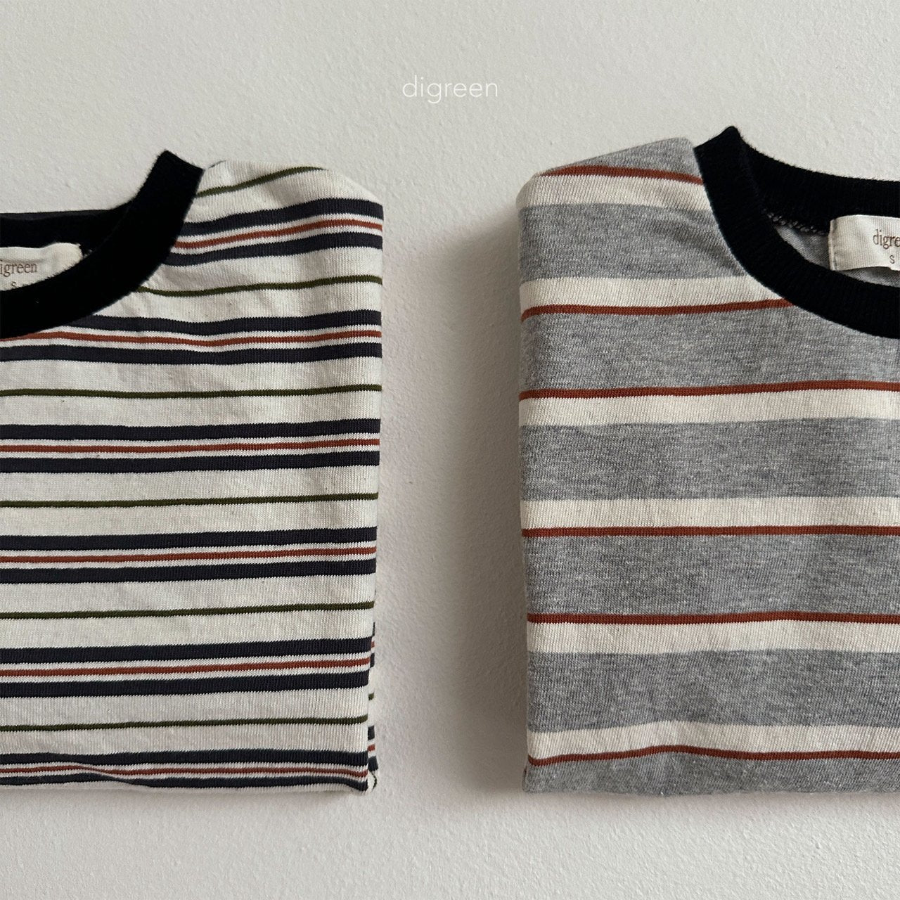 【即納】Multi stripe T-shirt  / Navy / M(100)-XXL(130) / Digreen 2024fw