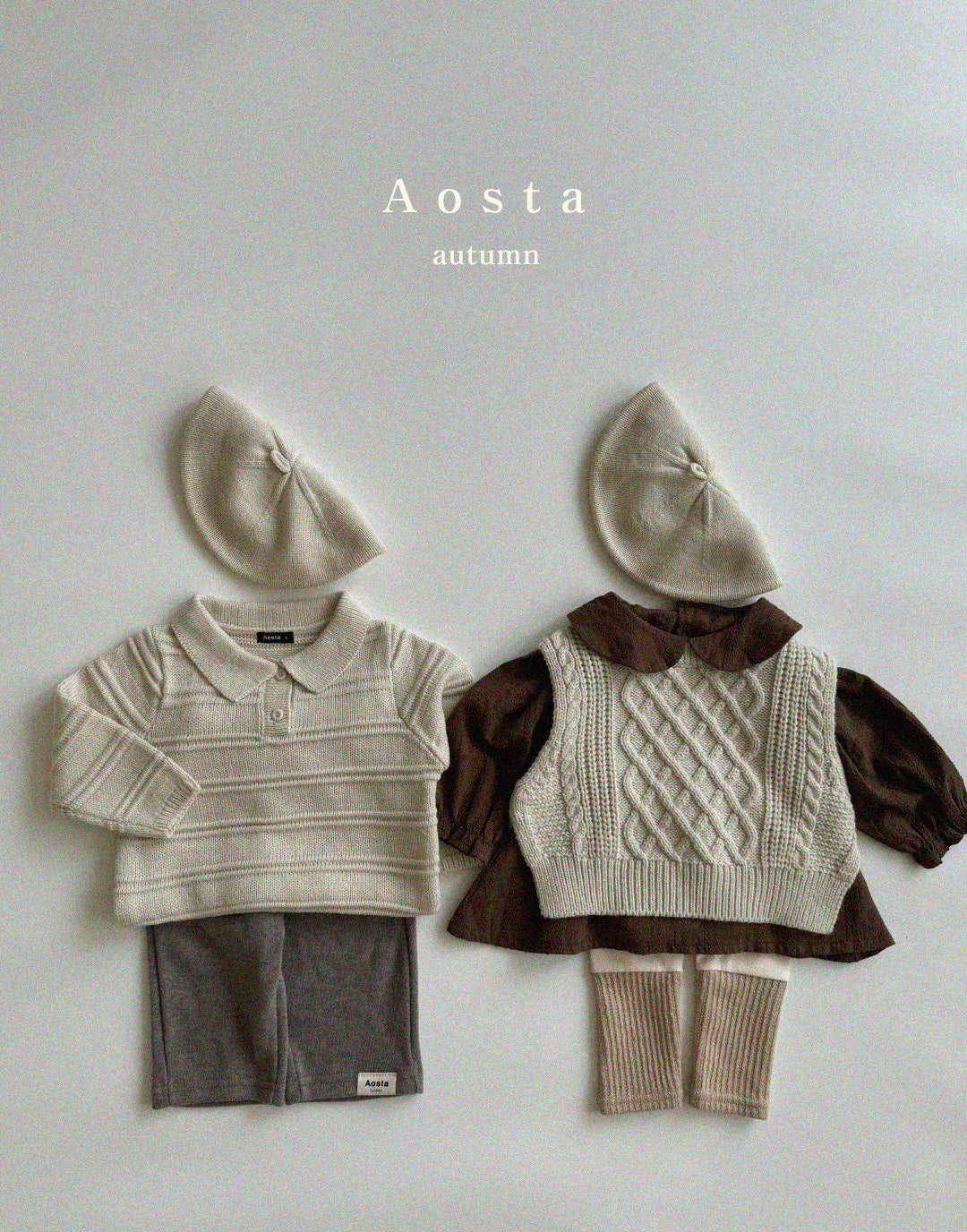 【韓国直送便】Knit collar tops / 4color / S(70)-XXL(110) / AOSTA 2024fw / ko089