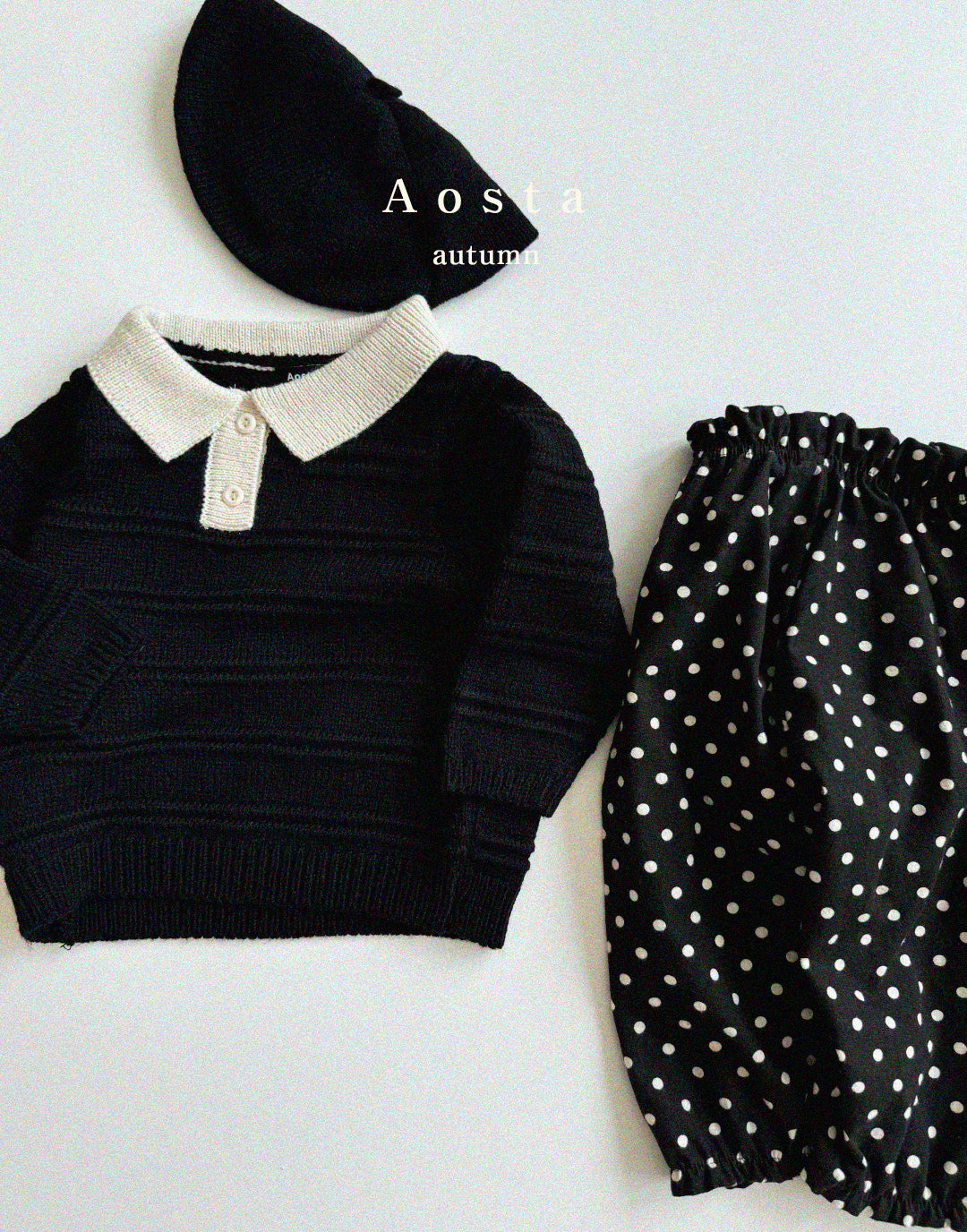 【韓国直送便】Knit collar tops / 4color / S(70)-XXL(110) / AOSTA 2024fw / ko089