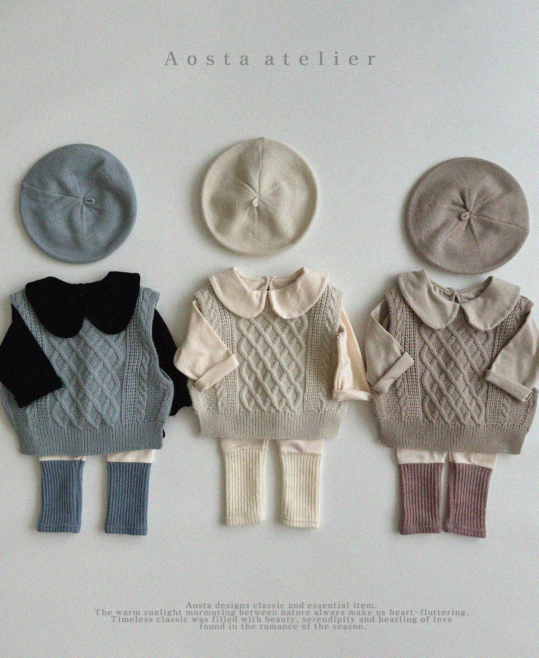 【韓国直送便】Knit vest / 3color / SML / AOSTA 2024fw / ko090