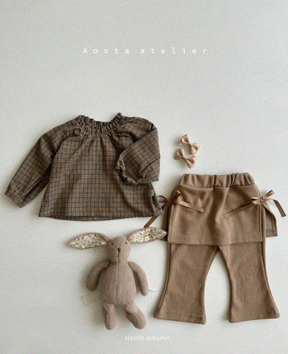 【即納】Lecheek Blouse / Brown / S(70)-M(80) / AOSTA 2024fw / ko095【国内直送ｂ】