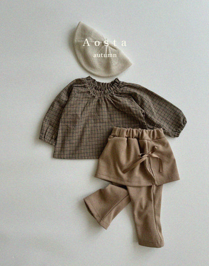 【即納】Lecheek Blouse / Brown / S(70)-M(80) / AOSTA 2024fw / ko095【国内直送ｂ】