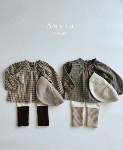 【即納】Lecheek Blouse / Brown / S(70)-M(80) / AOSTA 2024fw / ko095【国内直送ｂ】