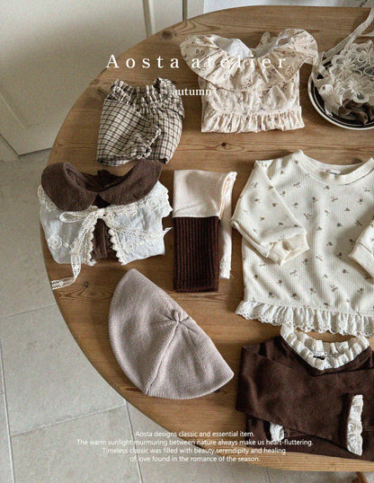 【即納】Lecheek Blouse / Brown / S(70)-M(80) / AOSTA 2024fw / ko095【国内直送ｂ】