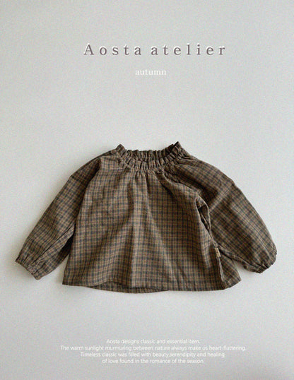 【即納】Lecheek Blouse / Brown / S(70)-M(80) / AOSTA 2024fw / ko095【国内直送ｂ】