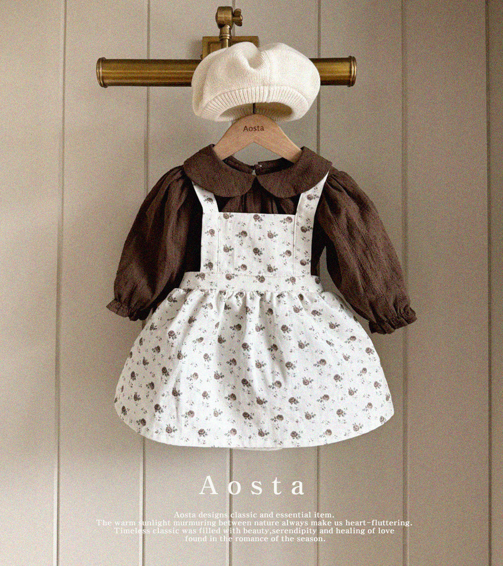 【韓国直送便】Flower suspender skirt / 2color / S(70)-XXL(110) / AOSTA 2024fw / ko117