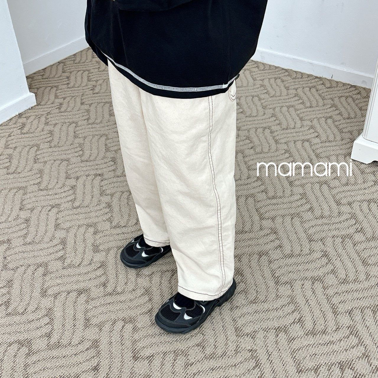 【韓国直送便】Made stitch pants / 2color / XS(80)-XL(120) & JS(130)-JM(140) / mamami 2024fw / ko129