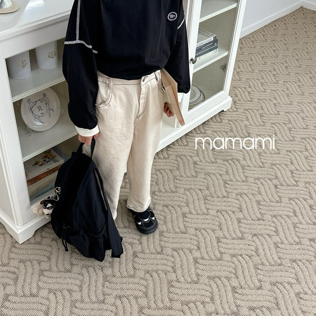 【韓国直送便】Made stitch pants / 2color / XS(80)-XL(120) & JS(130)-JM(140) / mamami 2024fw / ko129