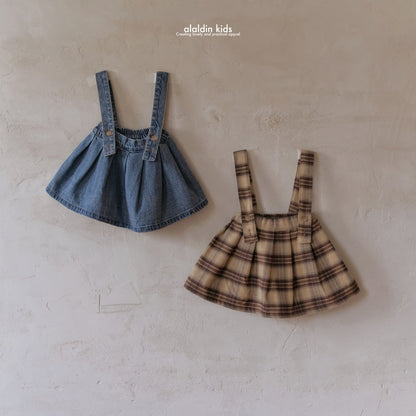 【韓国直送便】ko140 Suspender pleated skirt / 2color / XS(75)-XL(115) / aladin kids 2024fw