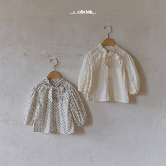 【韓国直送便】ko147 Neck ribbon blouse / 2color / XS(75)-XL(115) / aladin kids 2024fw