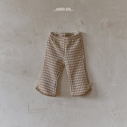 【韓国直送便】ko151 Checked ribbon boot cut pants / 2color / XS(75)-XL(115) / aladin kids 2024fw