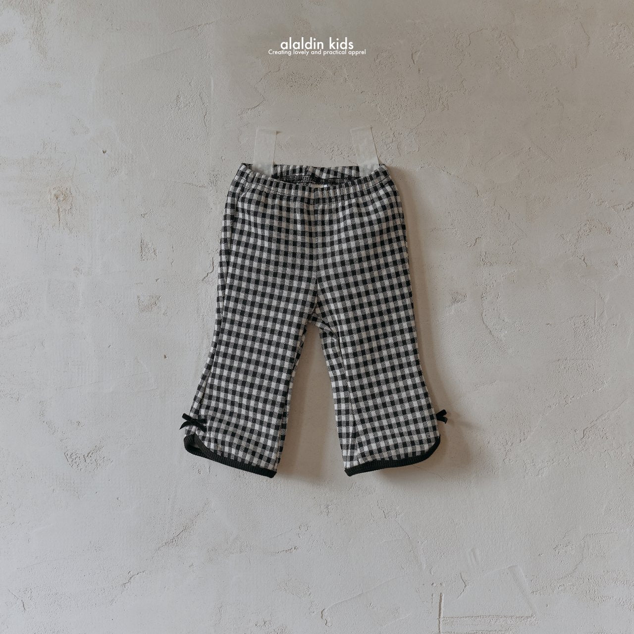 【韓国直送便】ko151 Checked ribbon boot cut pants / 2color / XS(75)-XL(115) / aladin kids 2024fw