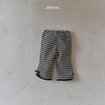 【韓国直送便】ko151 Checked ribbon boot cut pants / 2color / XS(75)-XL(115) / aladin kids 2024fw