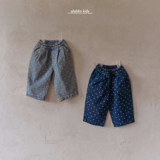 【韓国直送便】ko152 Heart pleated denim pants / 2color / XS(75)-XL(115) / aladin kids 2024fw