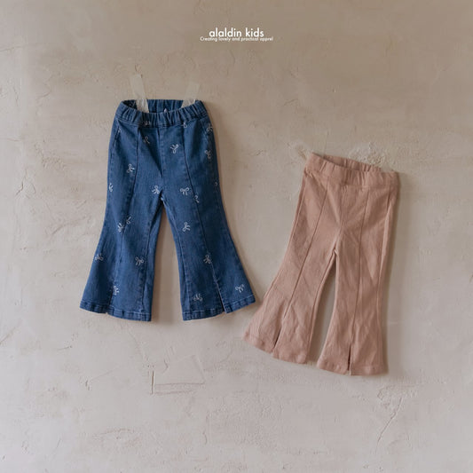 【韓国直送便】ko162 Ribbon denim bootcut pants / 2color / XS(75)-XL(115) / aladin kids 2024fw