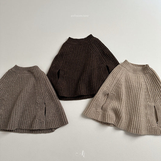 【韓国直送便】Olive knit poncho  / 3color / 80-110 / atomeme 2024fw / ko231