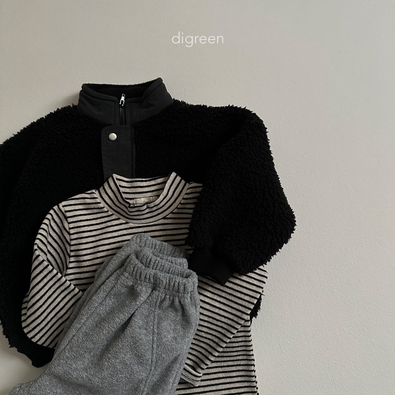 【韓国直送便】fleece half-zip up sweatshirt   / 90-130cm相当 /  digreen 2024fw / ko279