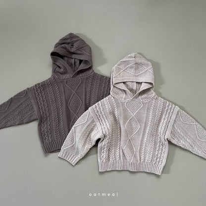 【韓国直送便】Moa Hooded Knit / 90-120cm相当 /  oatmeal 2024fw / ko288