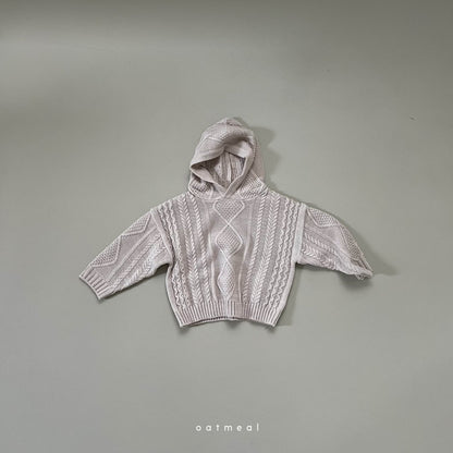 【韓国直送便】Moa Hooded Knit / 90-120cm相当 /  oatmeal 2024fw / ko288