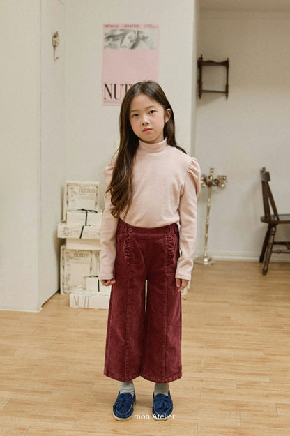 【韓国直送便】frill corduroy pants / 90-130cm相当 /  mon atelier  2024winter / ko313