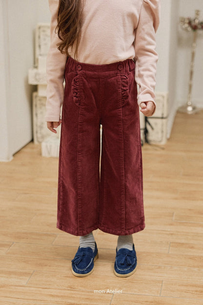 【韓国直送便】frill corduroy pants / 90-130cm相当 /  mon atelier  2024winter / ko313