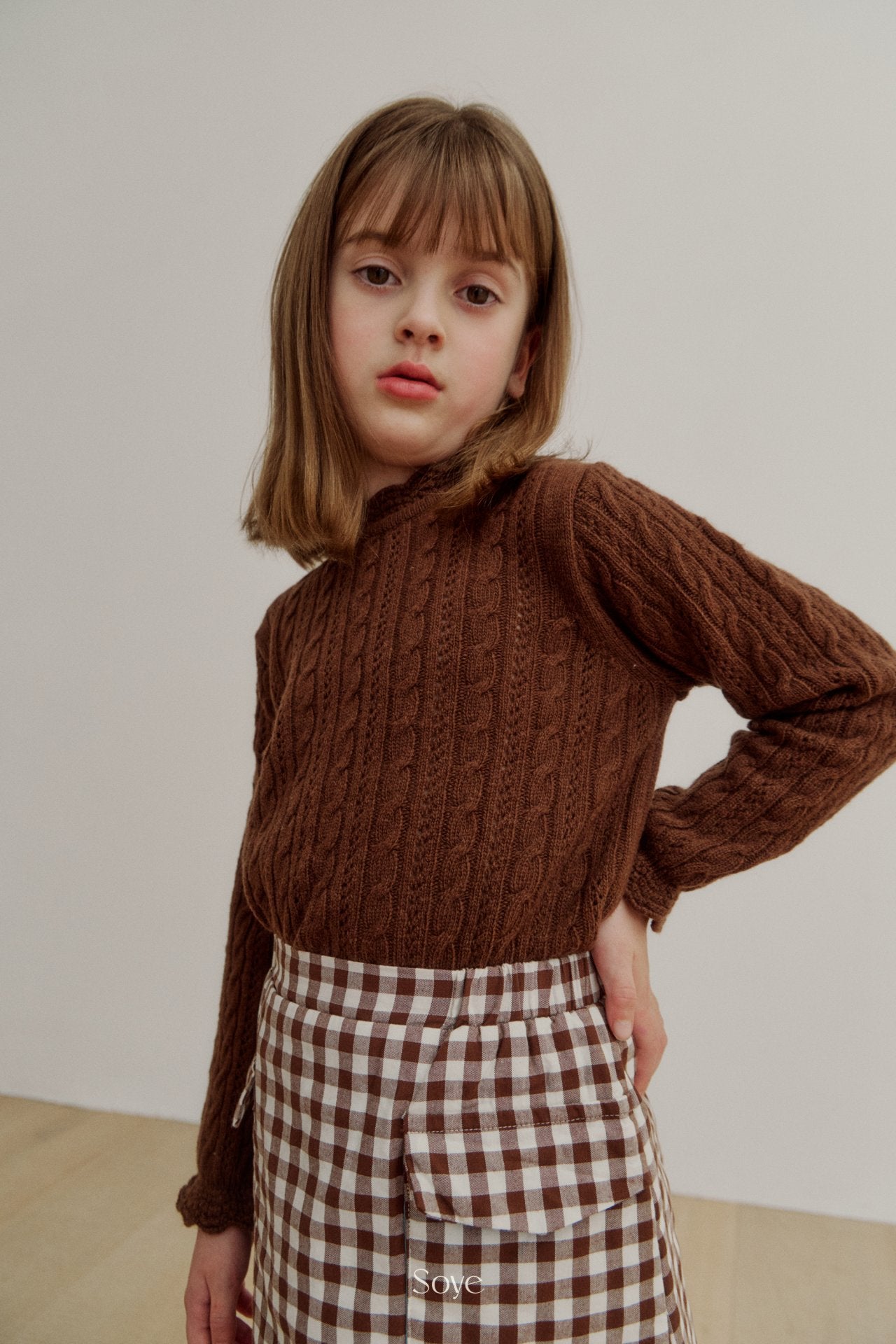 【韓国直送便】pom check Skirt  / 80-120cm相当 / soye kids 2024winter / ko342