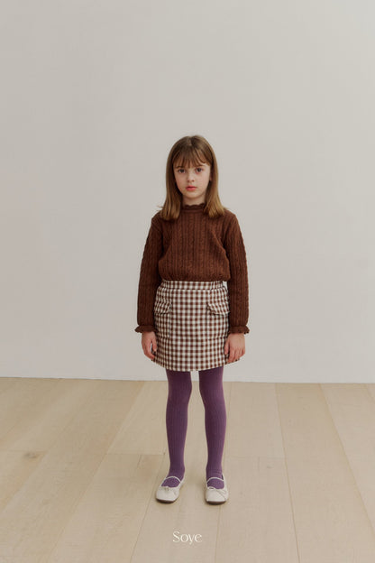 【韓国直送便】pom check Skirt  / 80-120cm相当 / soye kids 2024winter / ko342