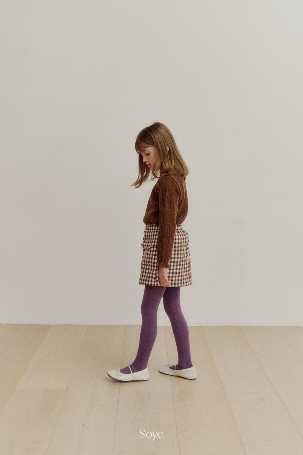 【韓国直送便】pom check Skirt  / 80-120cm相当 / soye kids 2024winter / ko342