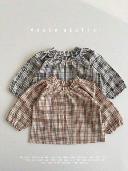 【韓国直送便】Baby & Kids Le check blouse  / 韓国子供服 AOSTA 2025春夏 / ko428