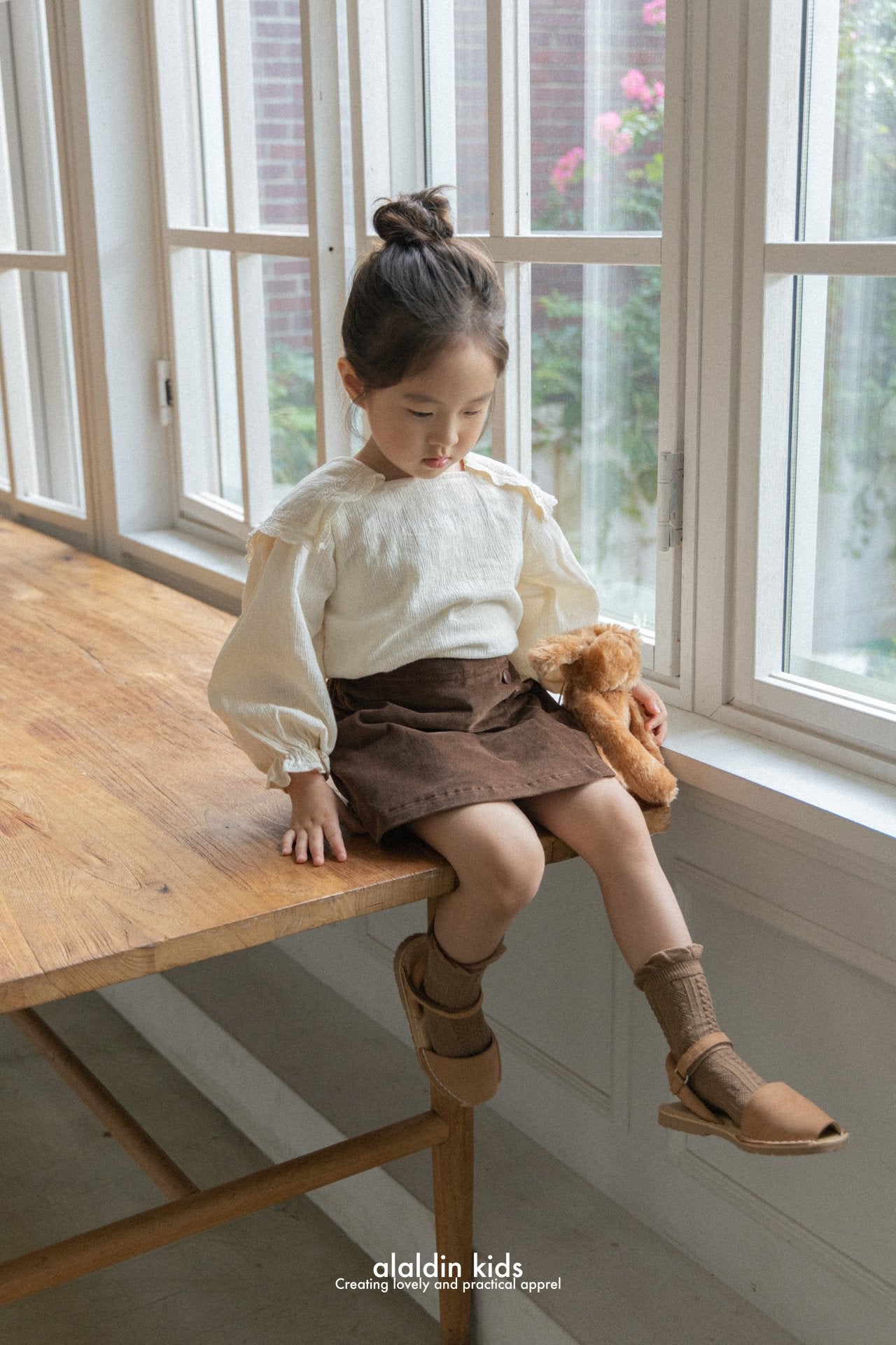 【韓国直送便】ko146 Square collar blouse / 2color / XS(75)-XL(115) / aladin kids 2024fw