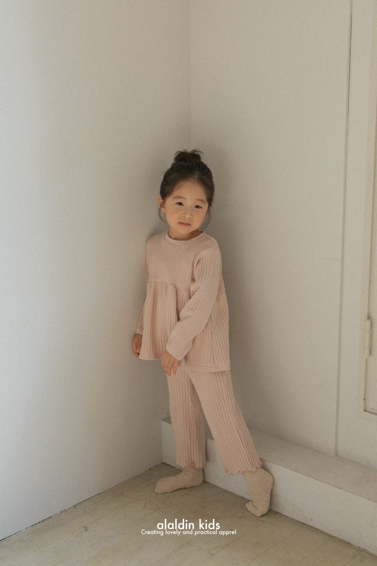 【即納】ko136 Ribbed pants / Beige / XS(75)-XL(115) / aladin kids 2024fw