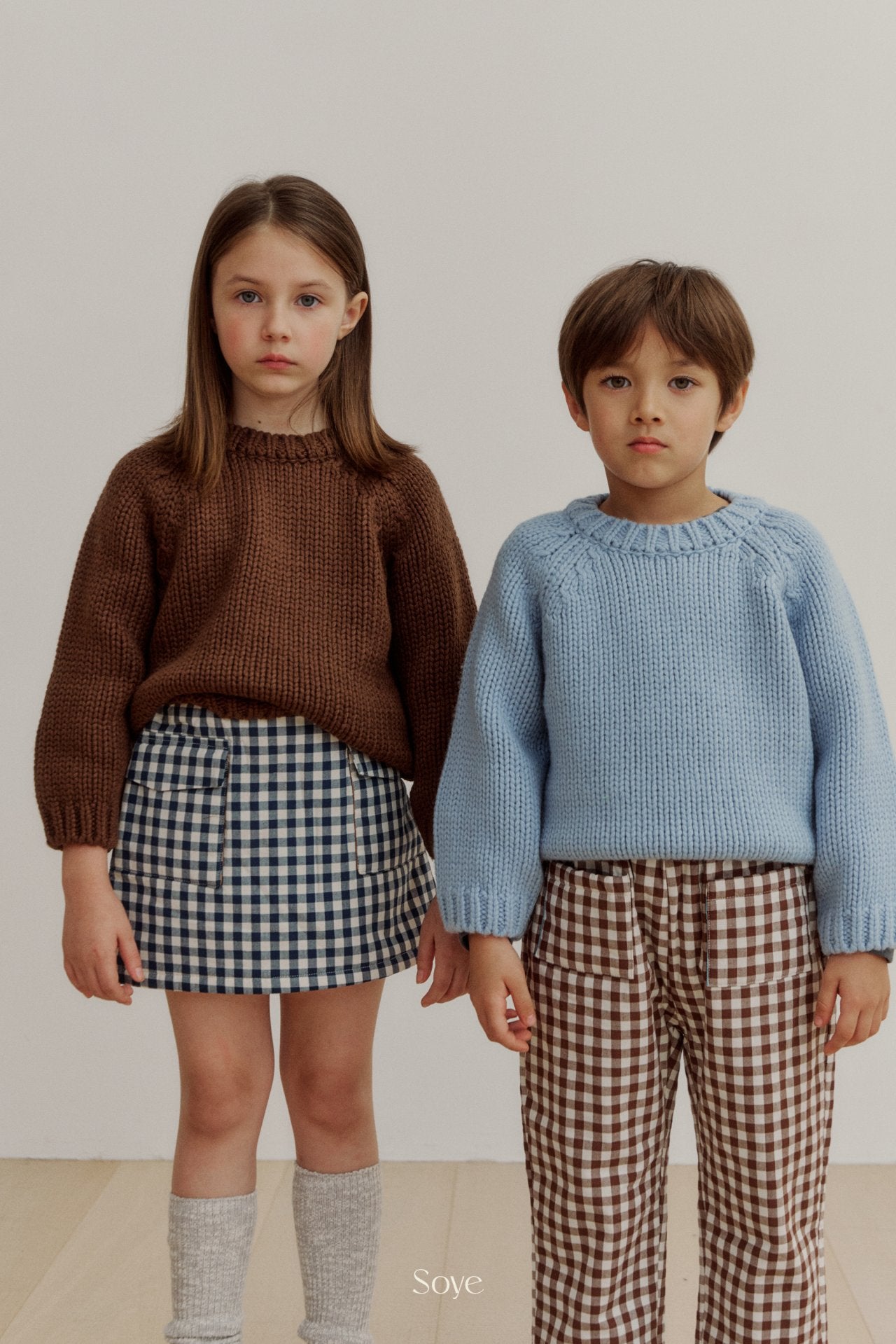 【韓国直送便】pom check Skirt  / 80-120cm相当 / soye kids 2024winter / ko342