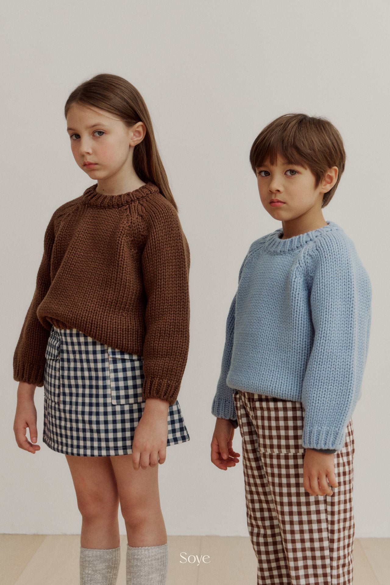 【韓国直送便】pom check Skirt  / 80-120cm相当 / soye kids 2024winter / ko342