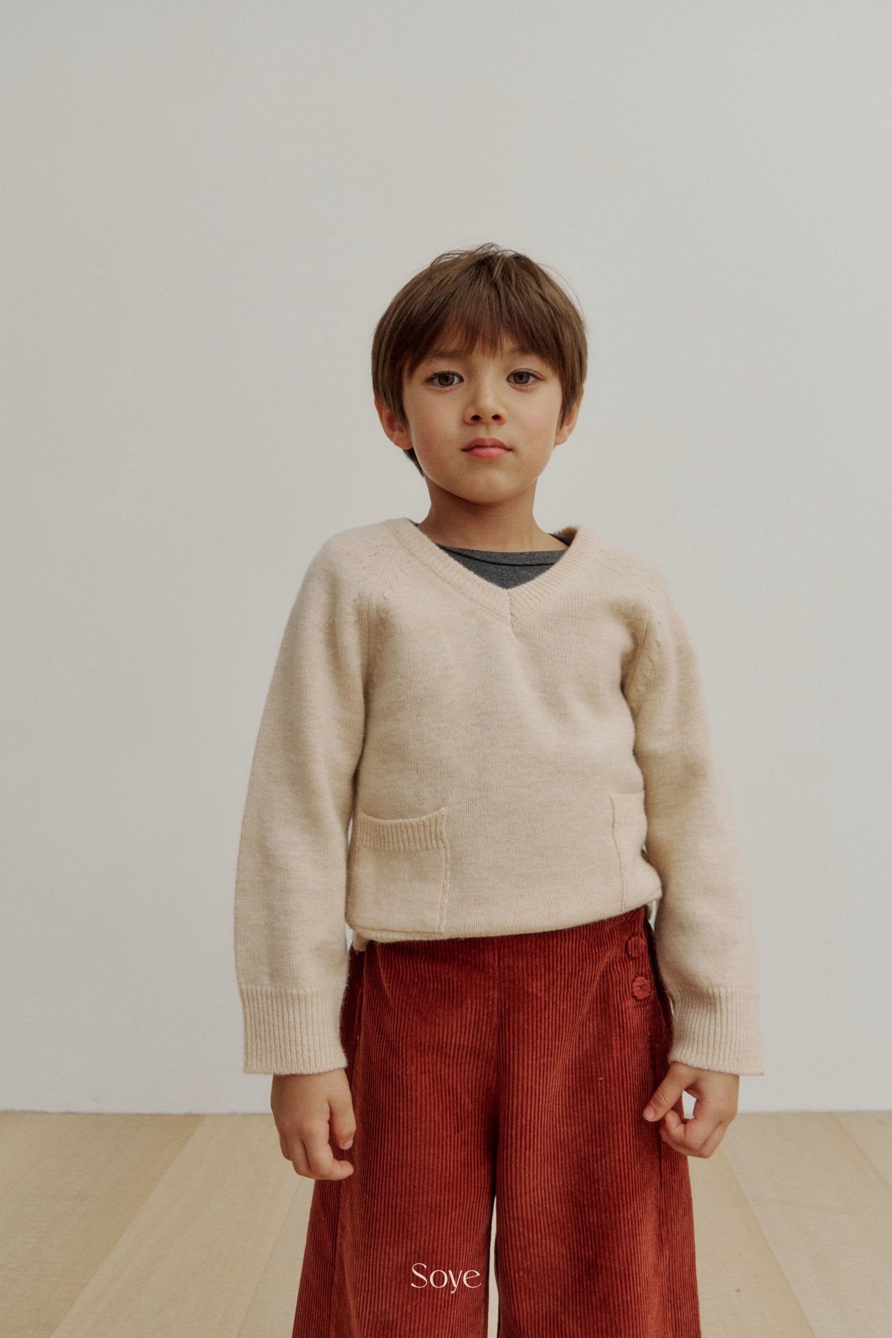 【韓国直送便】wool Vneck knit  / 4color / 80-120cm相当 / soye kids 2024winter / ko335